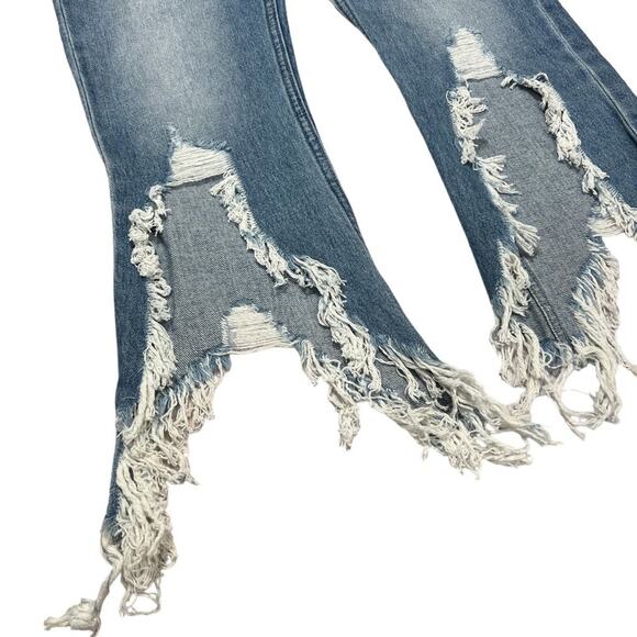 PRPS BISCAYNE Short Capri Frayed Hem Jean SIZE 28 WAIST 27 Crop Distressed Denim - Picture 7 of 13